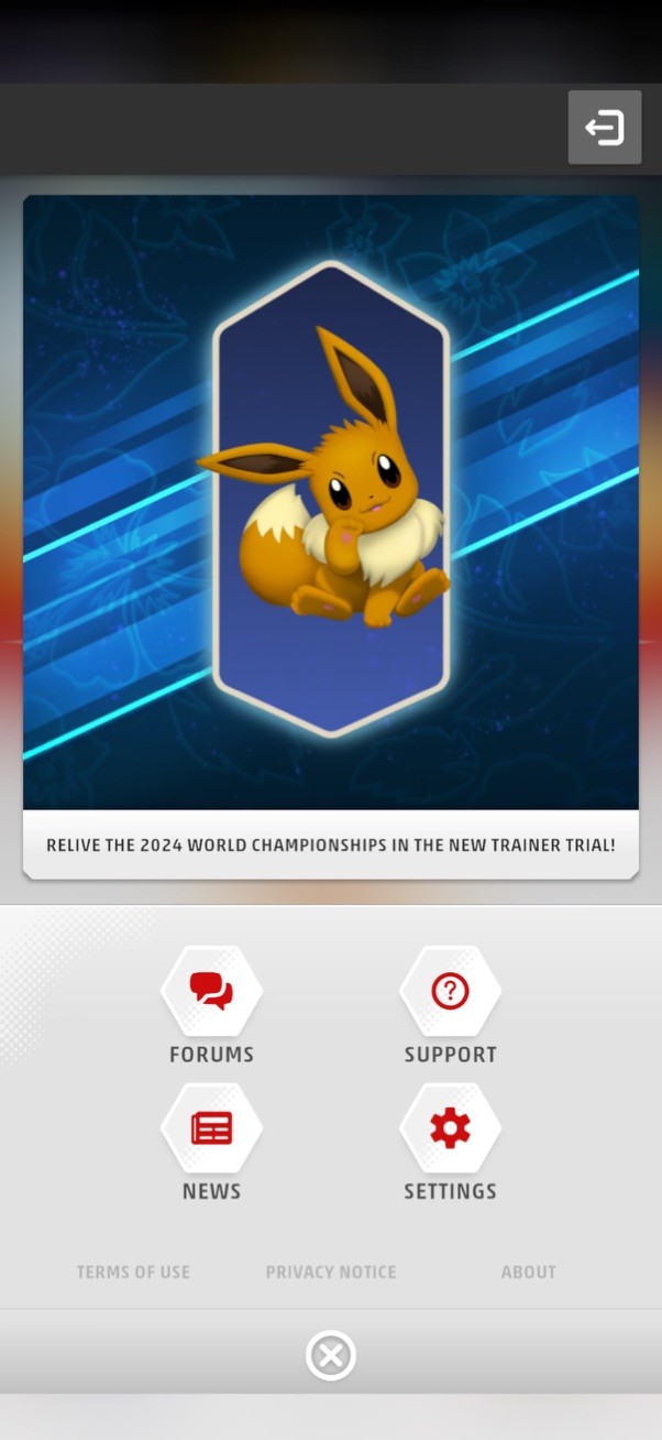 PTCG Live profile menu, with Settings